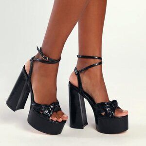 Lulus-  Toman Black Ankle Strap Platform Heels - Size 6